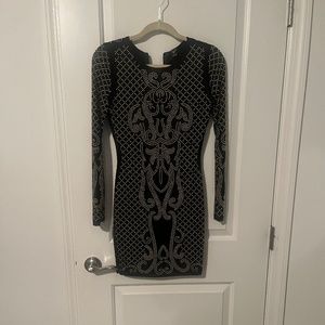 Long sleeve bejeweled mini Dress